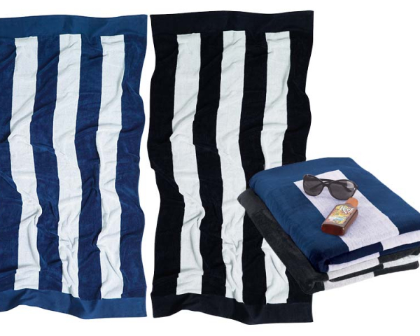 PRT-101 Black or Navy Striped Deluxe Beach Towels